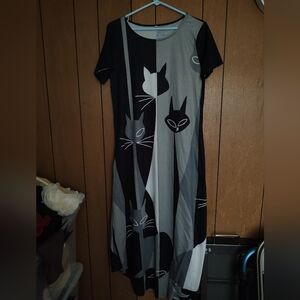 Cat Print Dress